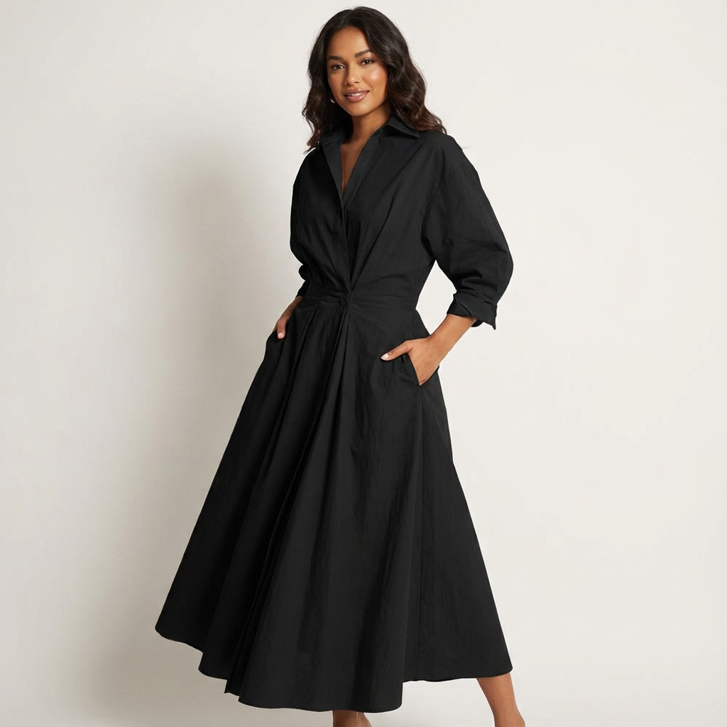 Stylish long shirt dress with a tailored fit - Evie