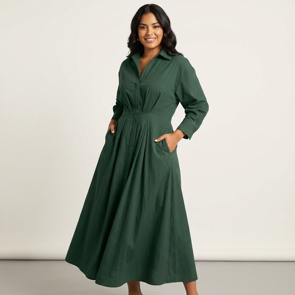 Stylish long shirt dress with a tailored fit - Evie