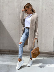 Lang gebreid damesvest voor het tussenseizoen – Noëlle