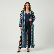 Lang kleurrijk gehaakt damesvest – Marisol