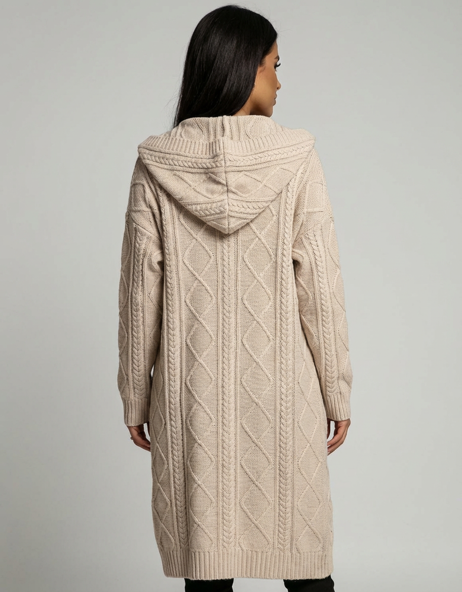 Lang stijlvol dames vest met capuchon