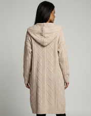 Lang stijlvol dames vest met capuchon