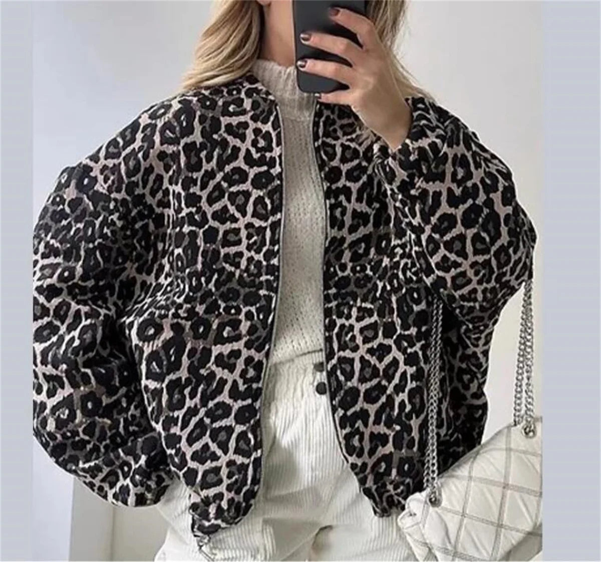 Leopard print dames bomberjack – Grace