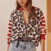 Leopard print knit cardigan dames – Rebel