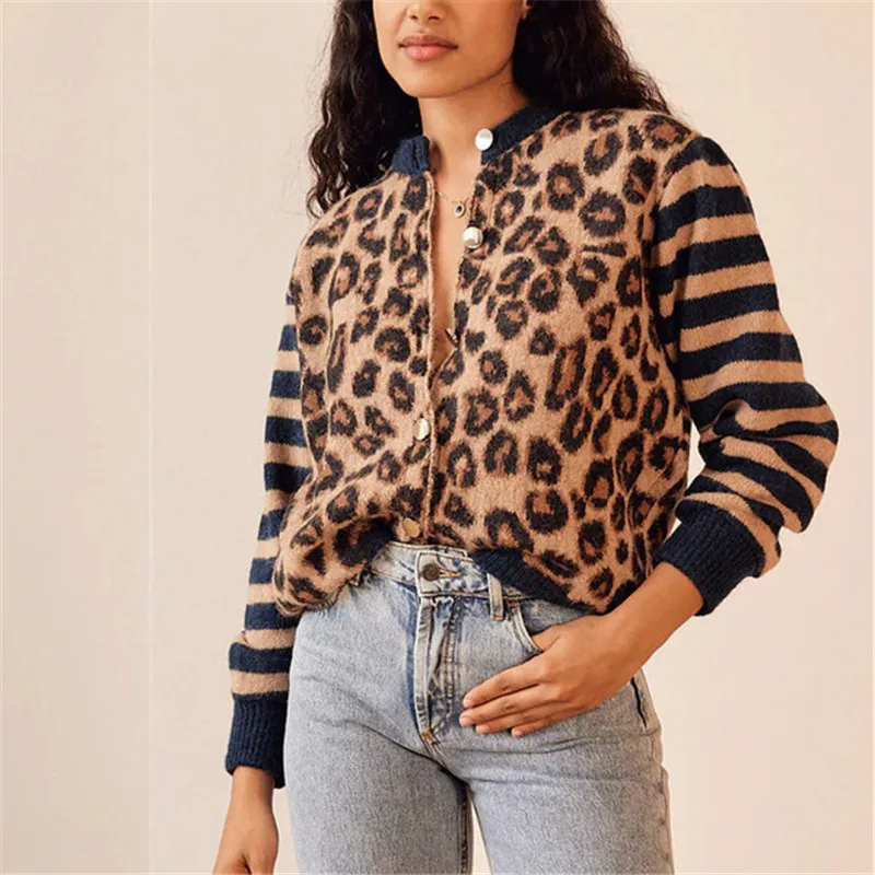 Leopard print knit cardigan dames – Rebel