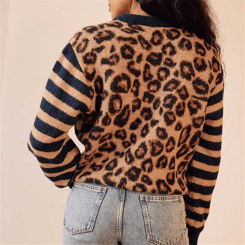 Leopard print knit cardigan dames – Rebel
