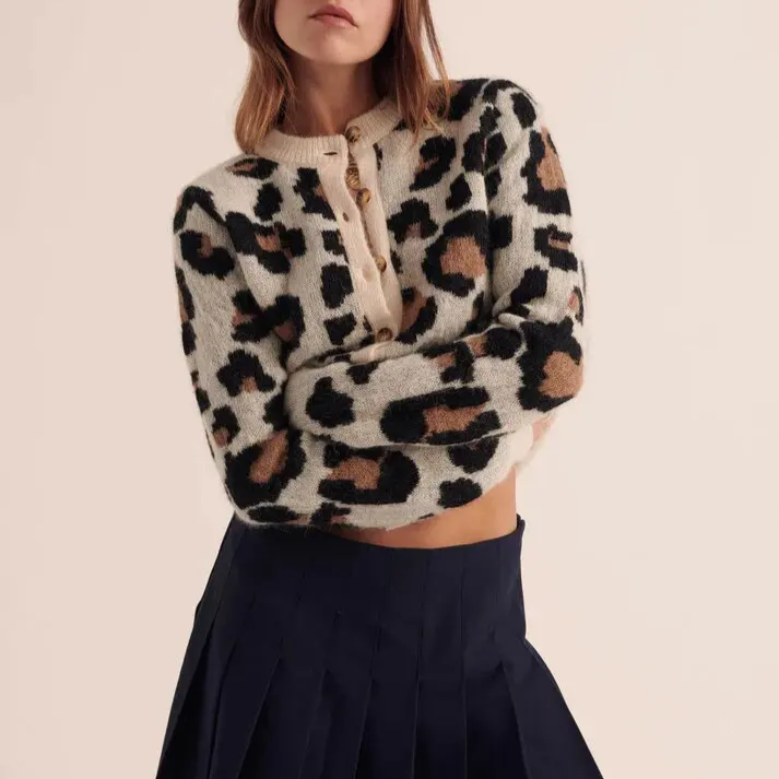 Leopard print knit cardigan dames – Rebel