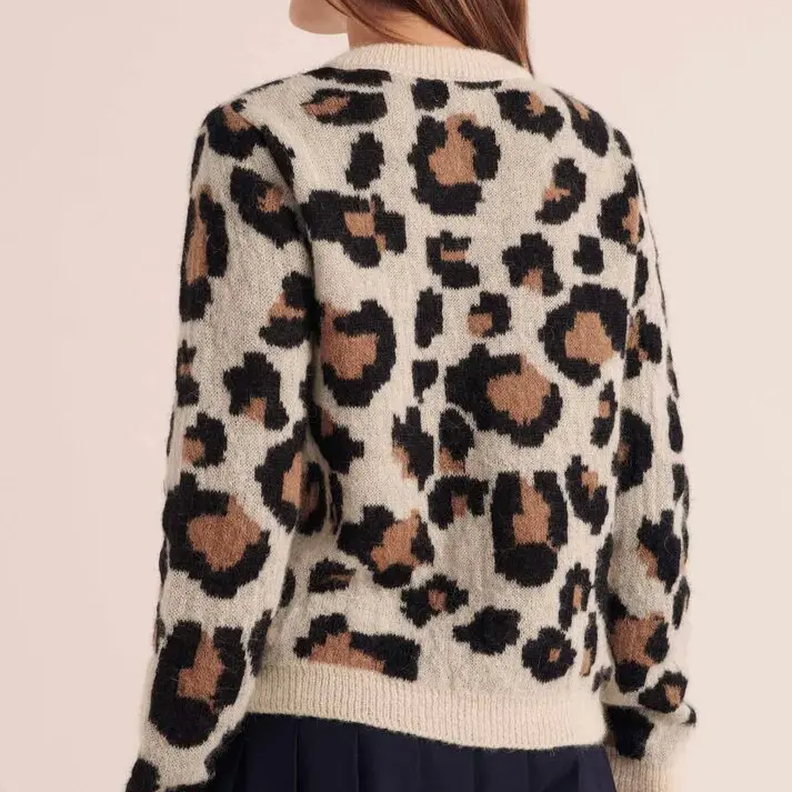 Leopard print knit cardigan dames – Rebel