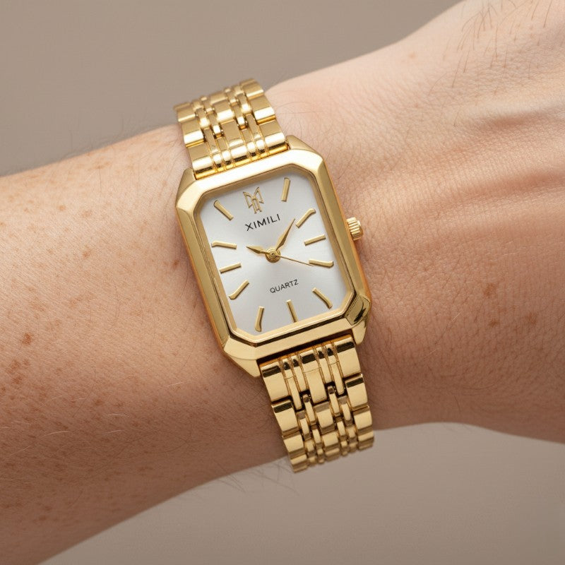 Leren dameshorloge in roségoud Valeria, stijlvol horloge met elegante wijzerplaat en luxe uitstraling