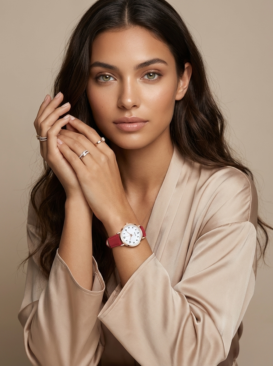 Leren Dameshorloge in Roségoud – Valeria