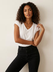 Licht dames T-shirt met V-hals – Soraya