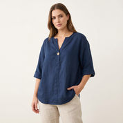 Lichtgewicht ademende linnen damesblouse