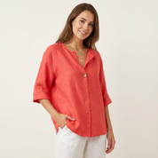 Lichtgewicht ademende linnen damesblouse