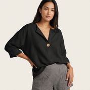 Lichtgewicht ademende linnen damesblouse