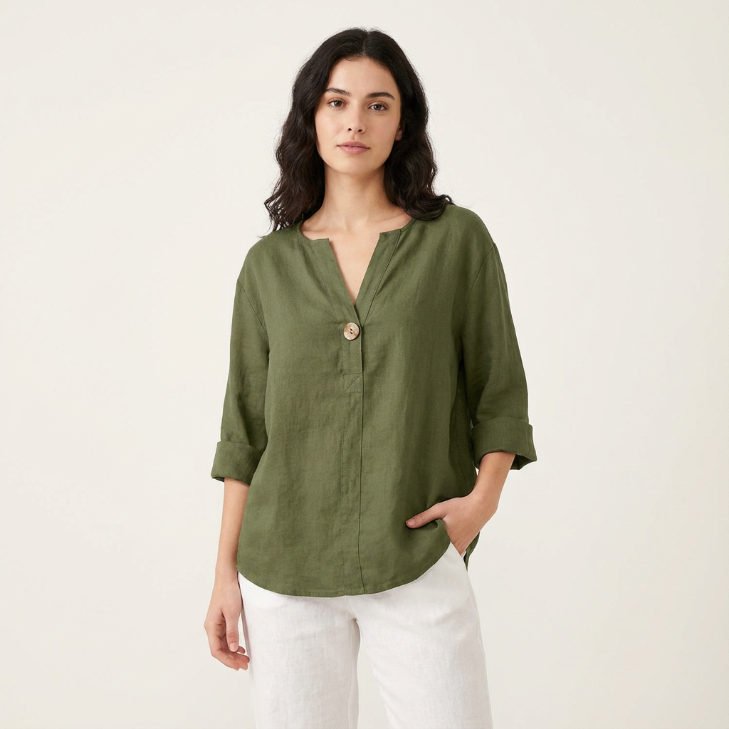 Lichtgewicht ademende linnen damesblouse