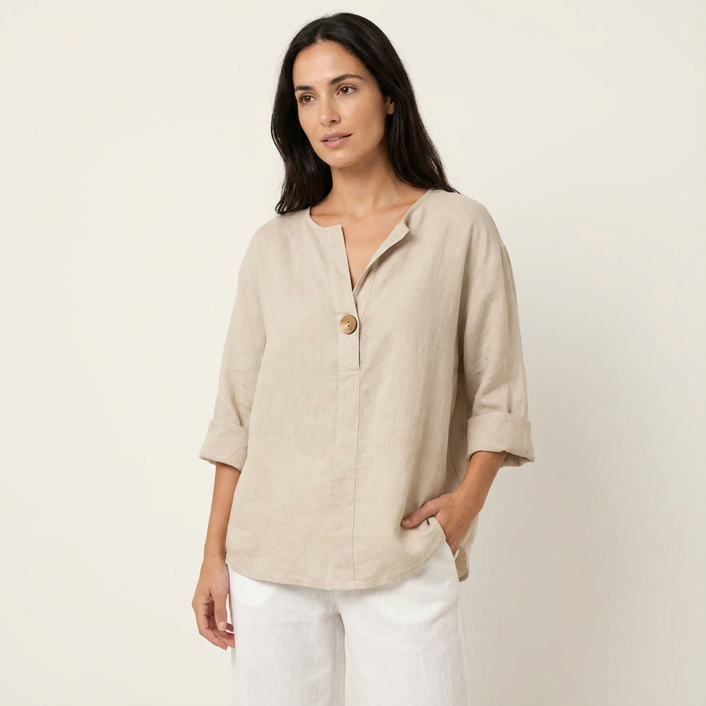 Lichtgewicht ademende linnen damesblouse