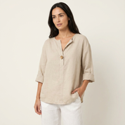 Lichtgewicht ademende linnen damesblouse