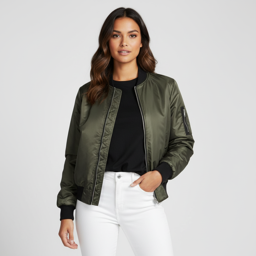 Lightweight women's bomber jacket with zipper closure – Maëva