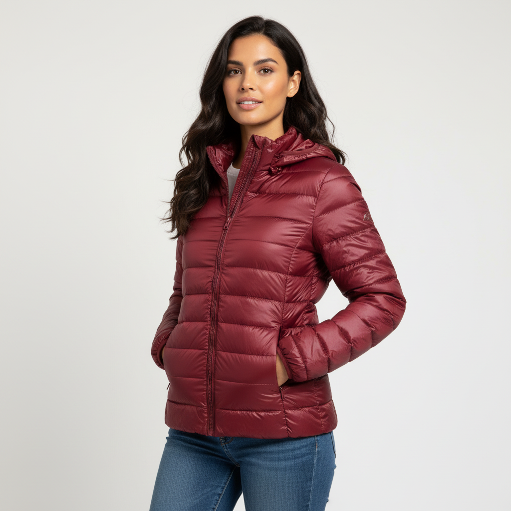 Lichtgewicht gewatteerde dames jas met capuchon – Aria