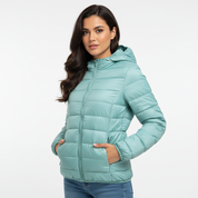 Lichtgewicht gewatteerde dames jas met capuchon – Aria