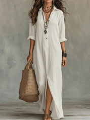 Linnen-look maxi blousejurk - Noor