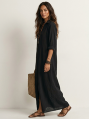 Linnen-look maxi blousejurk - Noor