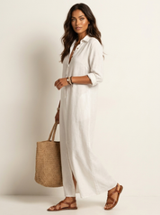 Linnen-look maxi blousejurk - Noor