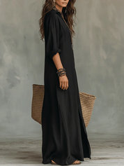 Linnen-look maxi blousejurk - Noor