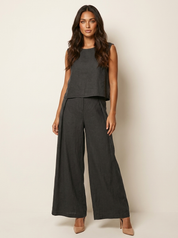 Linnen dames set met wijde broek - Elise