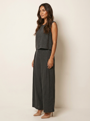 Linnen dames set met wijde broek - Elise