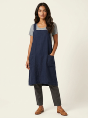 Linnen pinafore jurk met zakken - Silvia
