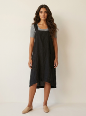 Linnen pinafore jurk met zakken - Silvia