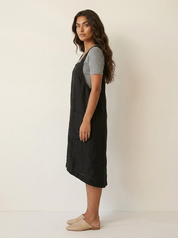 Linnen pinafore jurk met zakken - Silvia