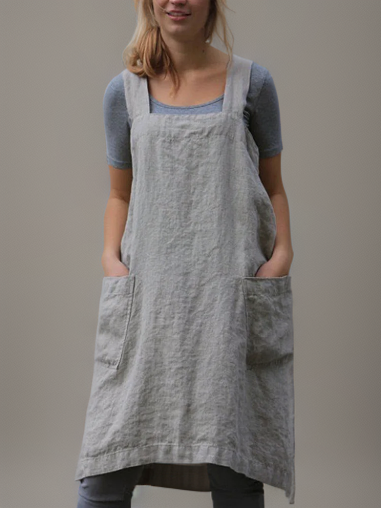 Linnen pinafore jurk met zakken - Silvia