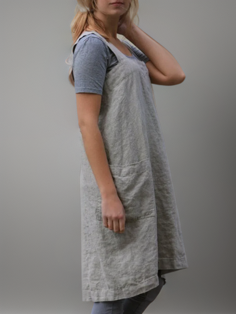 Linnen pinafore jurk met zakken - Silvia