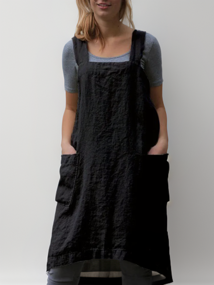Linnen pinafore jurk met zakken - Silvia