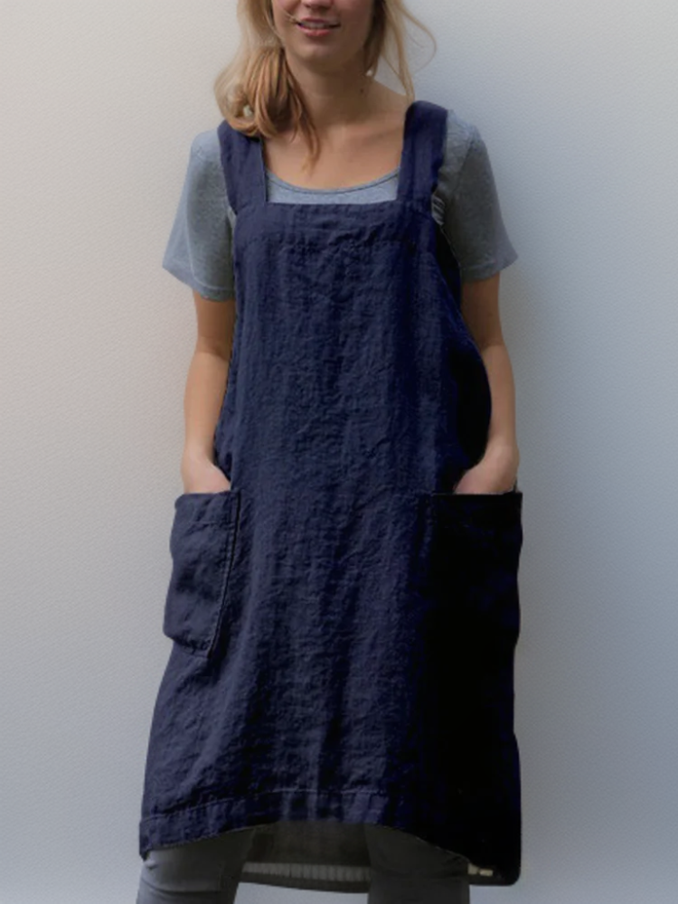 Linnen pinafore jurk met zakken - Silvia