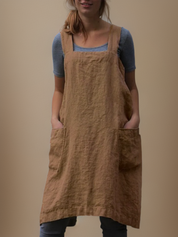 Linnen pinafore jurk met zakken - Silvia