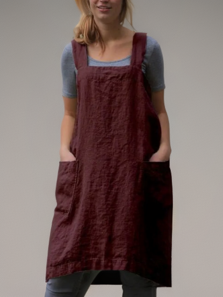 Linnen pinafore jurk met zakken - Silvia