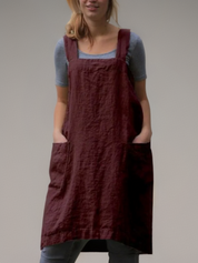 Linnen pinafore jurk met zakken - Silvia