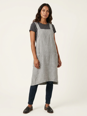 Linnen pinafore jurk met zakken - Silvia
