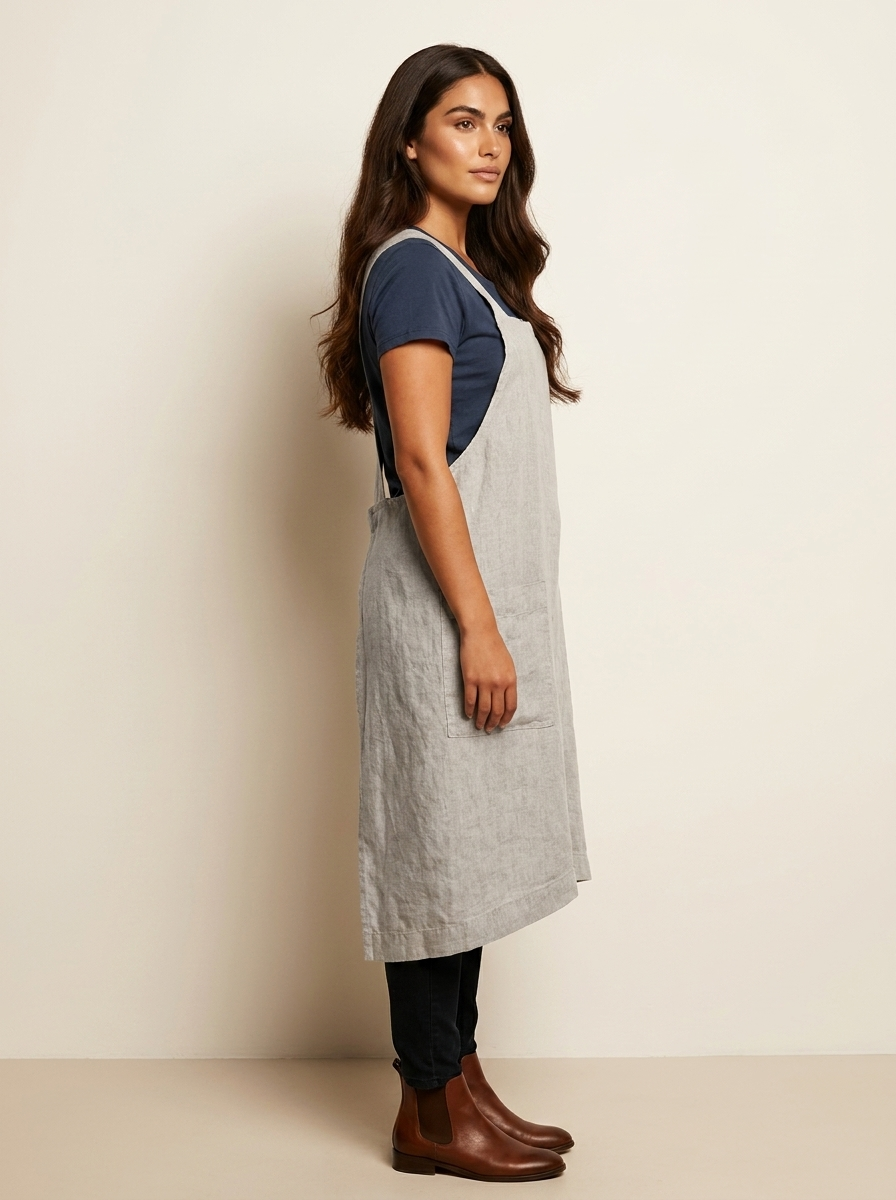 Linnen pinafore jurk met zakken - Silvia