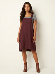 Linnen pinafore jurk met zakken - Silvia