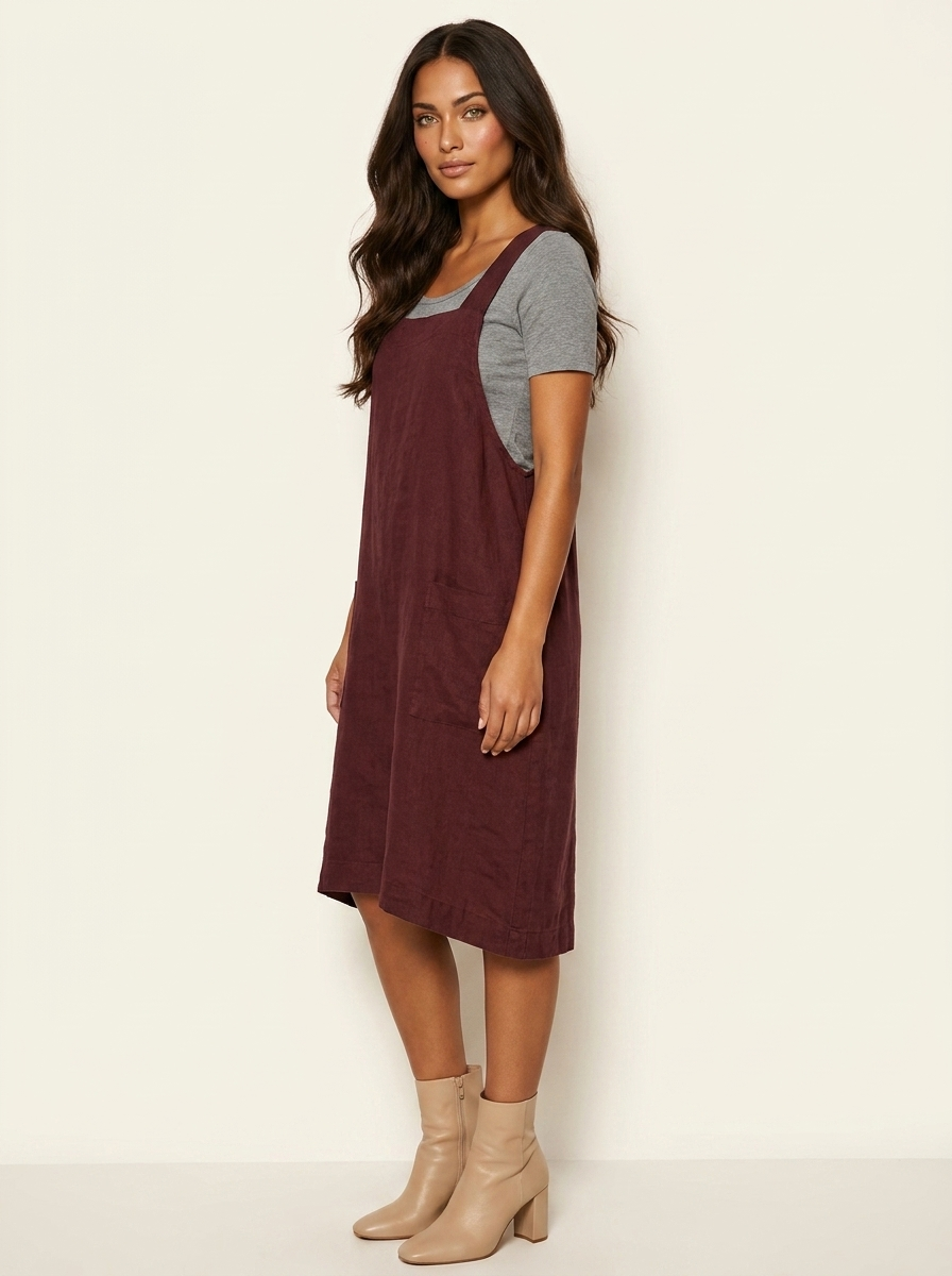 Linnen pinafore jurk met zakken - Silvia