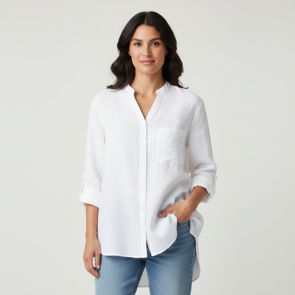 Linen women’s blouse with button closure – Juliette