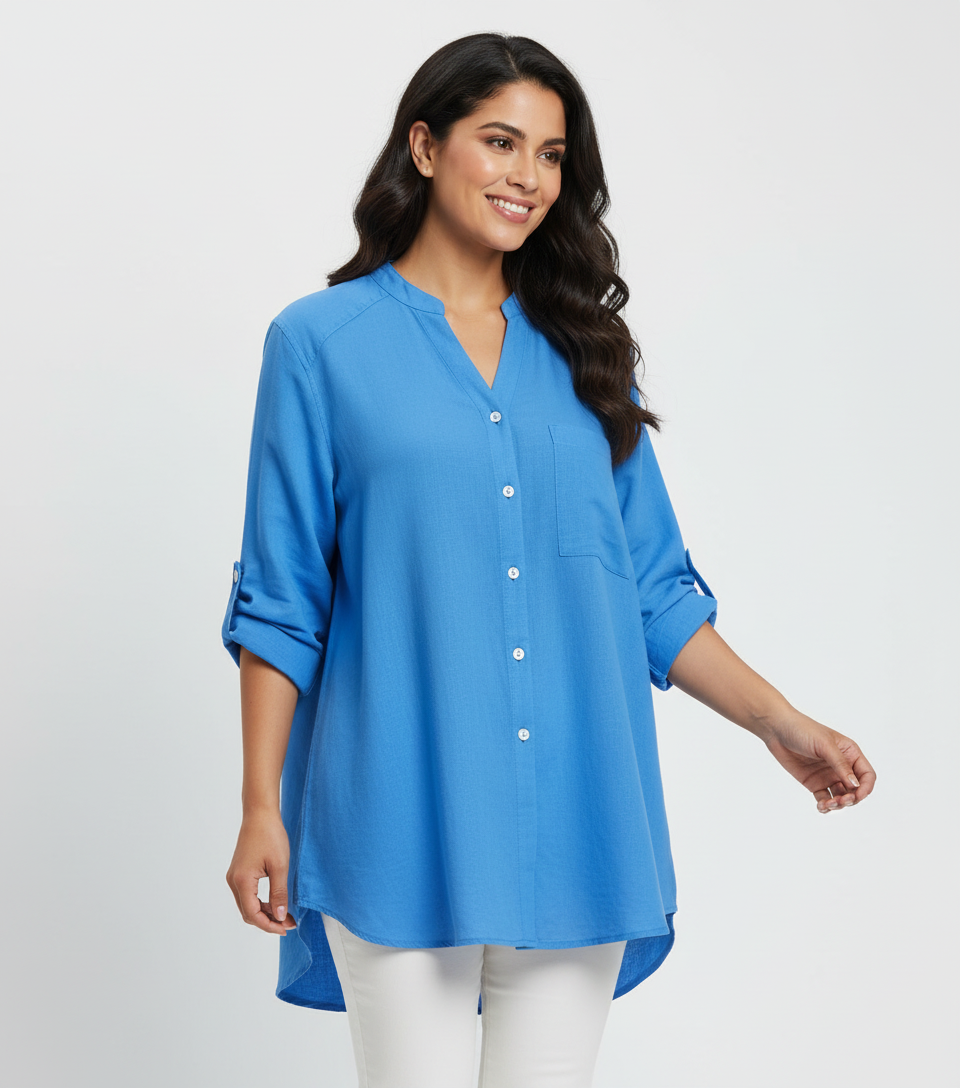 Linen women’s blouse with button closure – Juliette