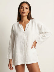 Linnen dames blouse met relaxte pasvorm – Camille