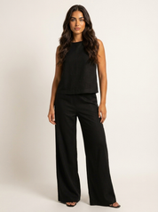 Linnenlook tweedelige set met wijde broek - Elise