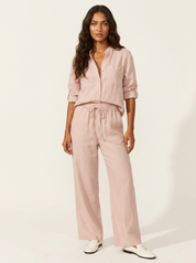 Linnenlook tweedelige set met wijde broek - Mila