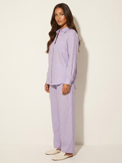 Linnenlook tweedelige set met wijde broek - Mila